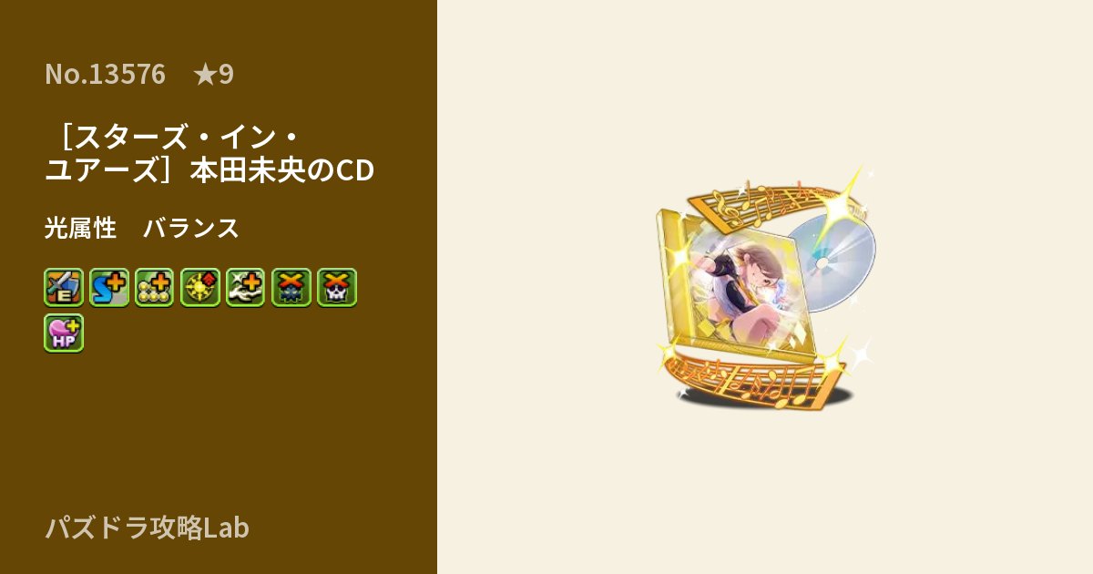 【パズドラ】［スターズ・イン・ユアーズ］本田未央のCDの性能・覚醒・スキルのアイキャッチ