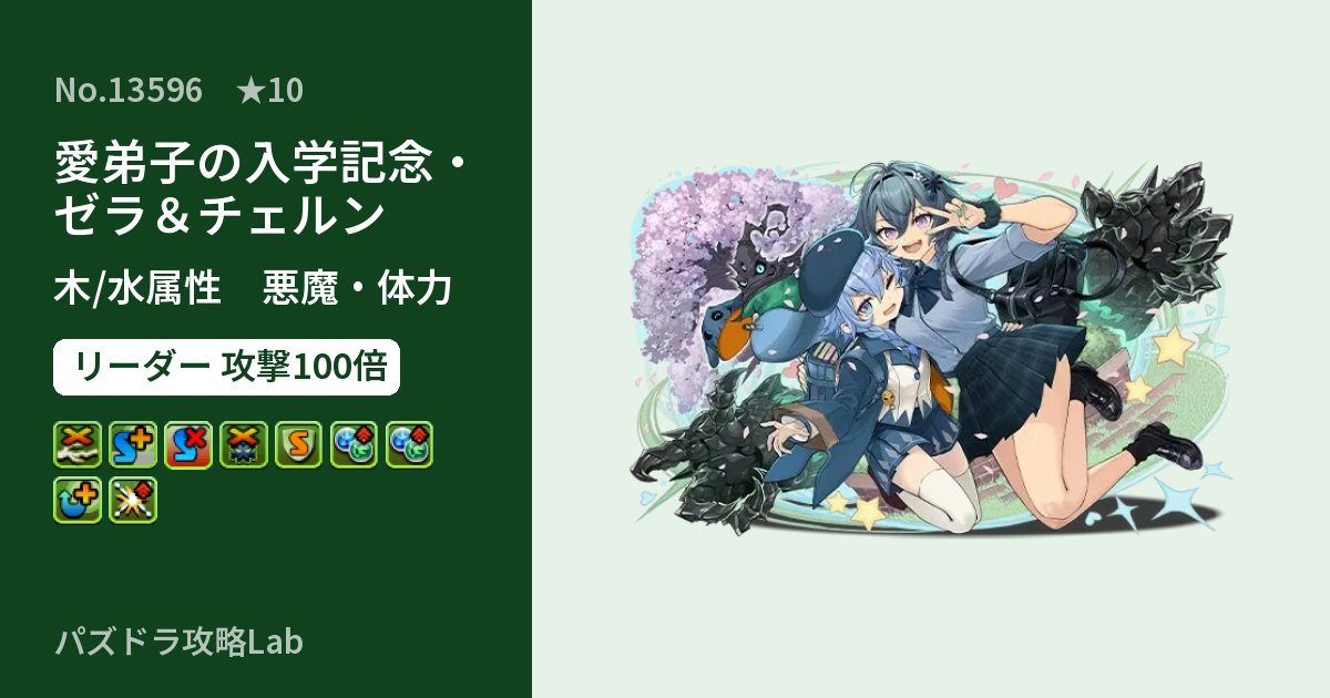 【パズドラ】愛弟子の入学記念・ゼラ＆チェルンの性能・覚醒・スキルのアイキャッチ
