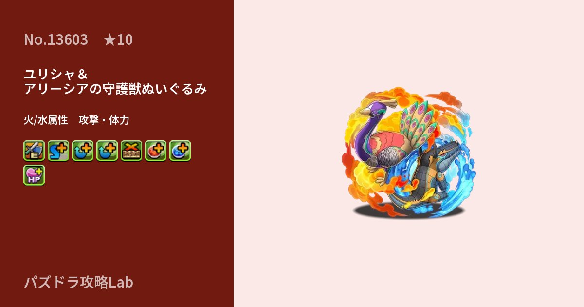 【パズドラ】ユリシャ＆アリーシアの守護獣ぬいぐるみの性能・覚醒・スキルのアイキャッチ