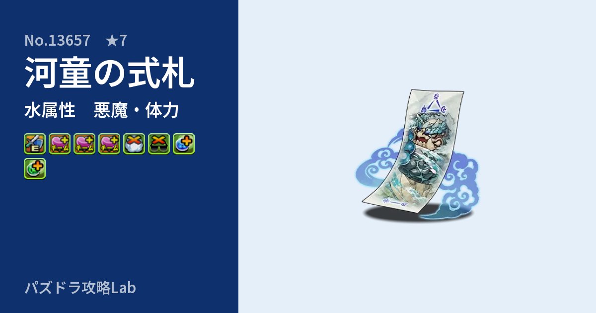 【パズドラ】河童の式札の性能・覚醒・スキルのアイキャッチ
