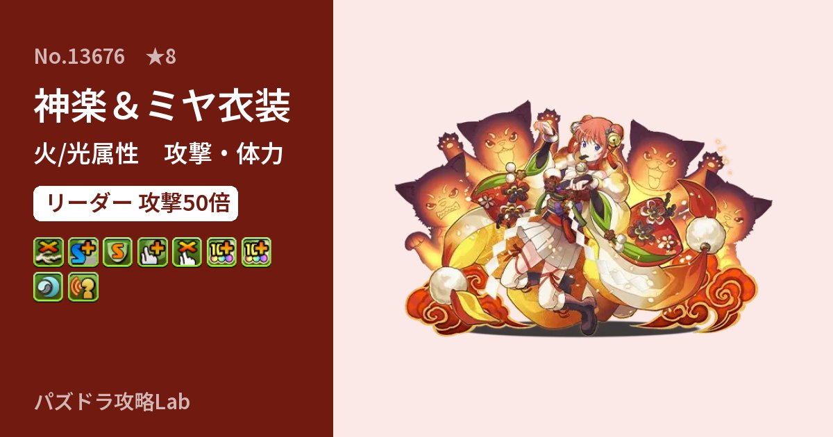 【パズドラ】神楽＆ミヤ衣装の性能・覚醒・スキルのアイキャッチ