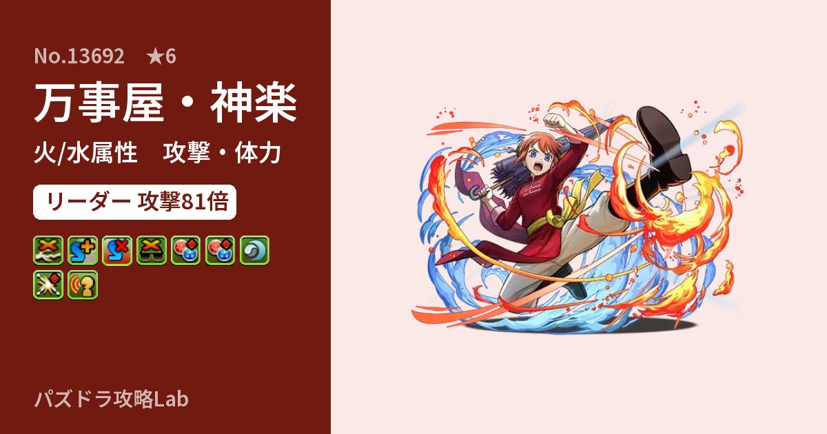 【パズドラ】万事屋・神楽の性能・覚醒・スキルのアイキャッチ