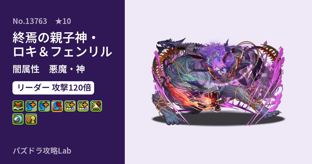 【パズドラ】終焉の親子神・ロキ＆フェンリルの性能・覚醒・スキルのアイキャッチ