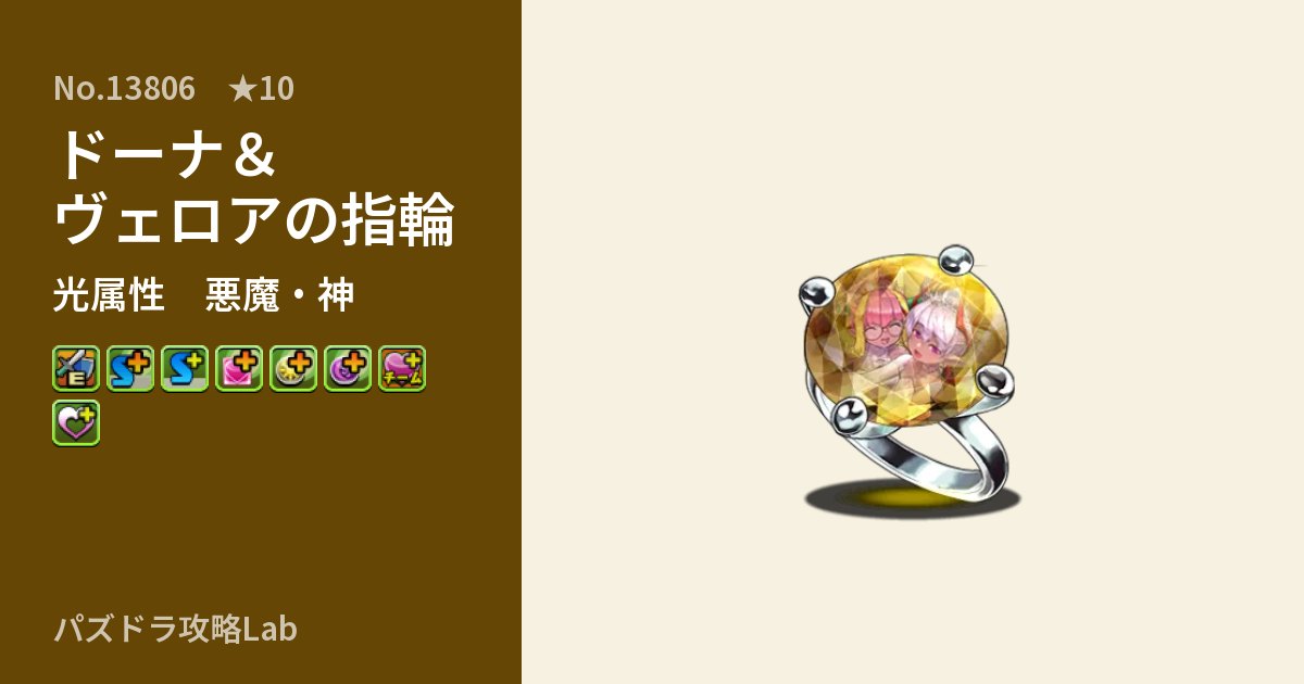 【パズドラ】ドーナ＆ヴェロアの指輪の性能・覚醒・スキルのアイキャッチ