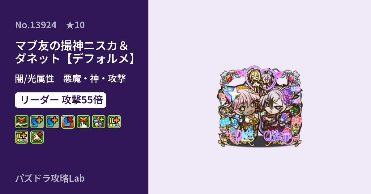 【パズドラ】マブ友の撮神ニスカ＆ダネット【デフォルメ】の性能・覚醒・スキルのアイキャッチ