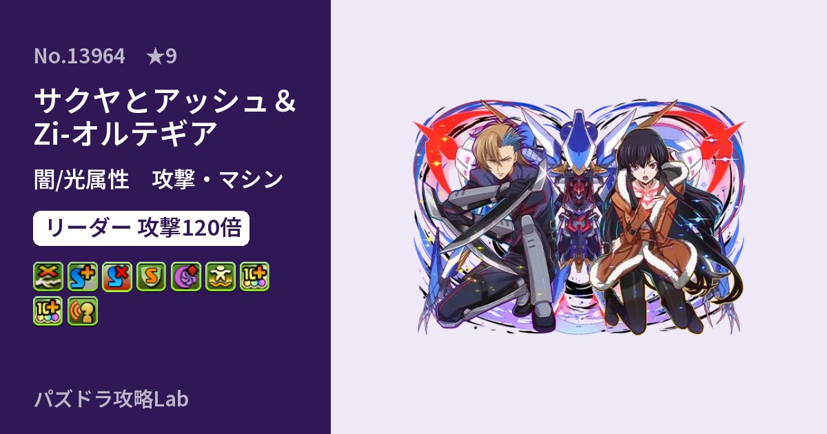【パズドラ】サクヤとアッシュ＆Zi-オルテギアの性能・覚醒・スキルのアイキャッチ