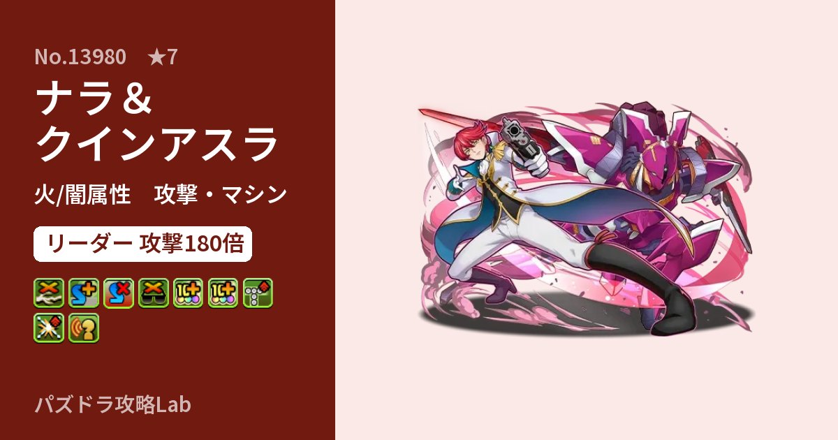 【パズドラ】ナラ&クインアスラの性能・覚醒・スキルのアイキャッチ