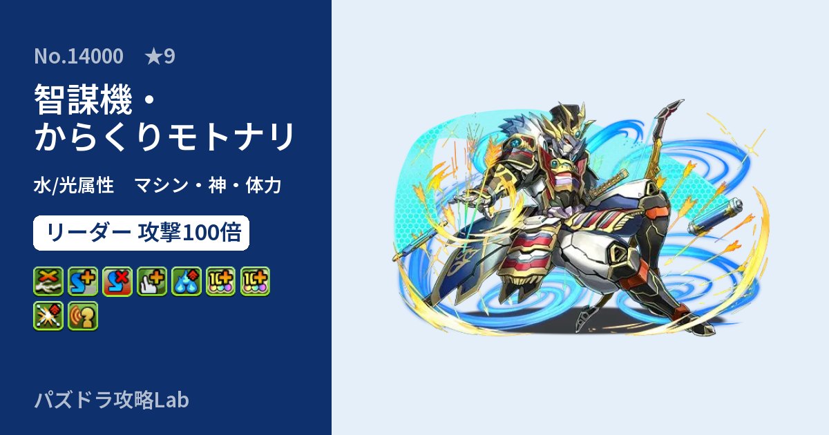 【パズドラ】智謀機・からくりモトナリの性能・覚醒・スキルのアイキャッチ