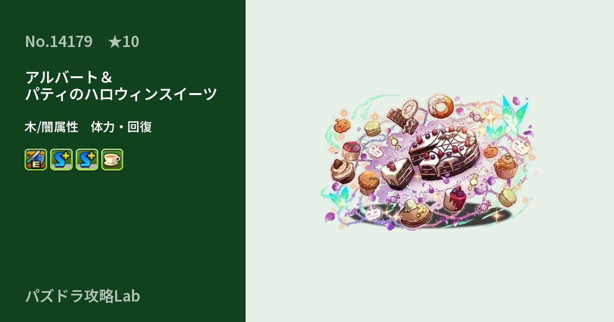 【パズドラ】アルバート＆パティのハロウィンスイーツの性能・覚醒・スキルのアイキャッチ
