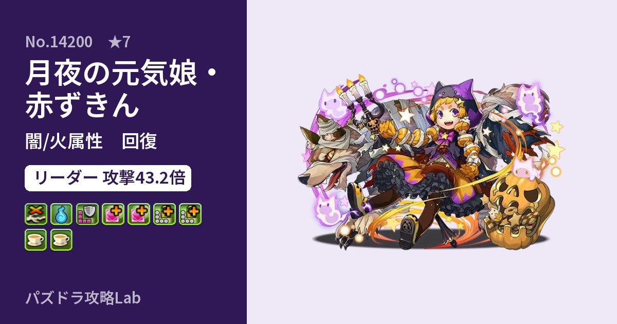 【パズドラ】月夜の元気娘・赤ずきんの性能・覚醒・スキルのアイキャッチ