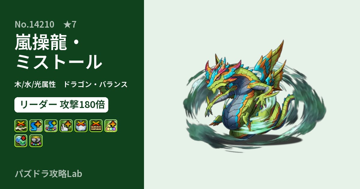 【パズドラ】嵐操龍・ミストールの性能・覚醒・スキルのアイキャッチ