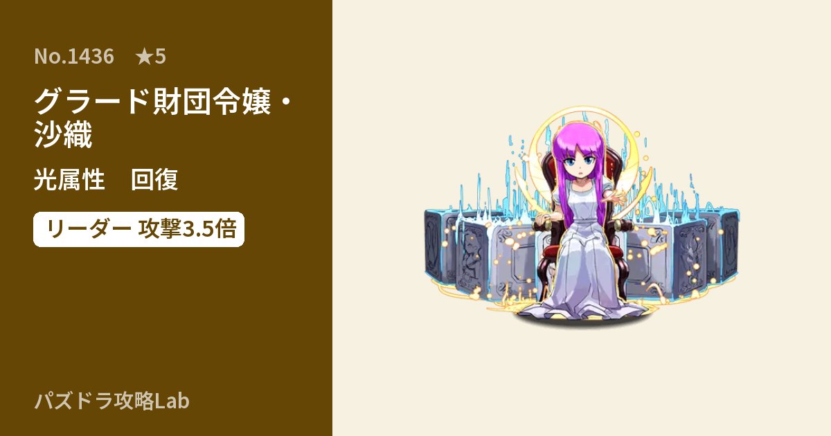 【パズドラ】グラード財団令嬢・沙織の性能・覚醒・スキルのアイキャッチ