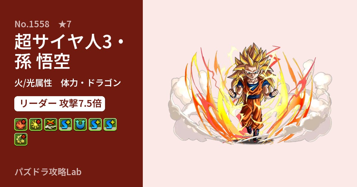 【パズドラ】超サイヤ人3・孫 悟空の性能・覚醒・スキルのアイキャッチ