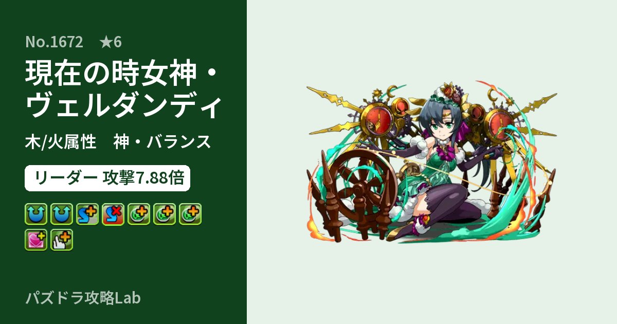 【パズドラ】現在の時女神・ヴェルダンディの性能・覚醒・スキルのアイキャッチ