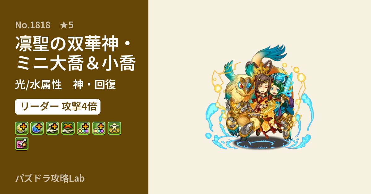 【パズドラ】凛聖の双華神・ミニ大喬&小喬の性能・覚醒・スキルのアイキャッチ