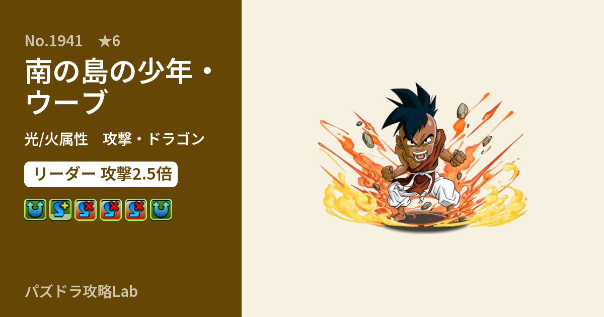 【パズドラ】南の島の少年・ウーブの性能・覚醒・スキルのアイキャッチ