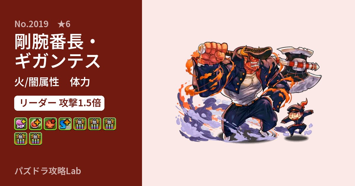 【パズドラ】剛腕番長・ギガンテスの性能・覚醒・スキルのアイキャッチ