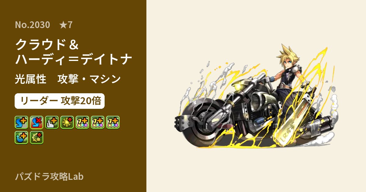 【パズドラ】クラウド&ハーディ=デイトナの性能・覚醒・スキルのアイキャッチ