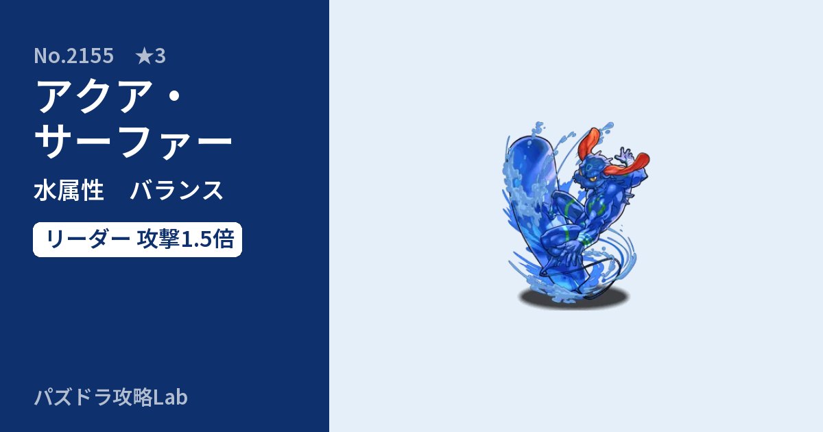 【パズドラ】アクア・サーファーの性能・覚醒・スキルのアイキャッチ