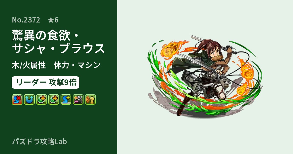 【パズドラ】驚異の食欲・サシャ・ブラウスの性能・覚醒・スキルのアイキャッチ
