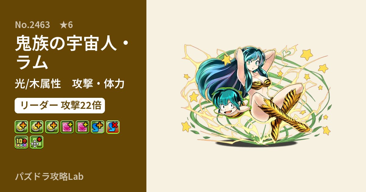 【パズドラ】鬼族の宇宙人・ラムの性能・覚醒・スキルのアイキャッチ