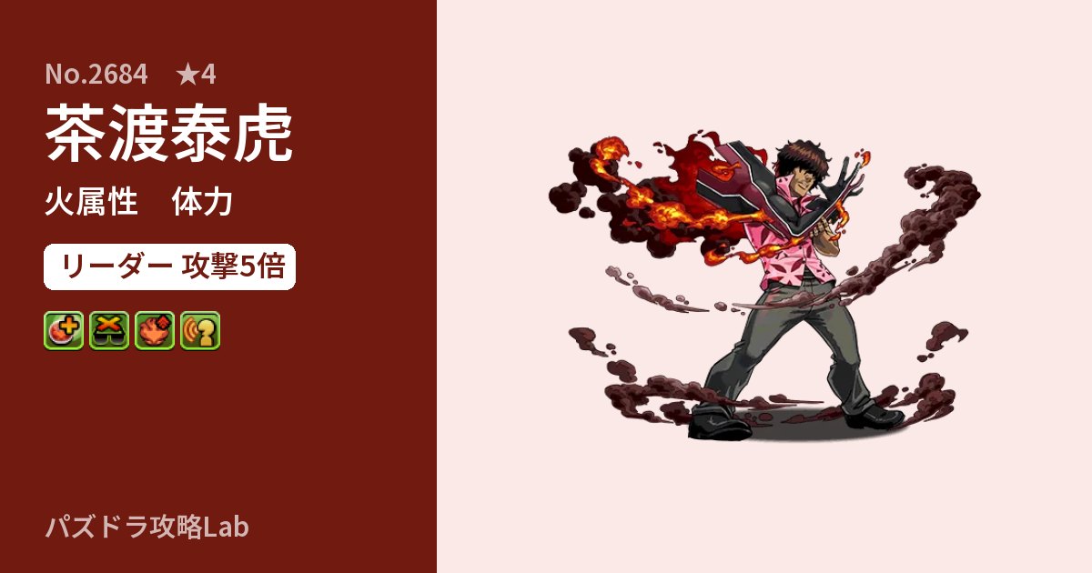 【パズドラ】茶渡泰虎の性能・覚醒・スキルのアイキャッチ