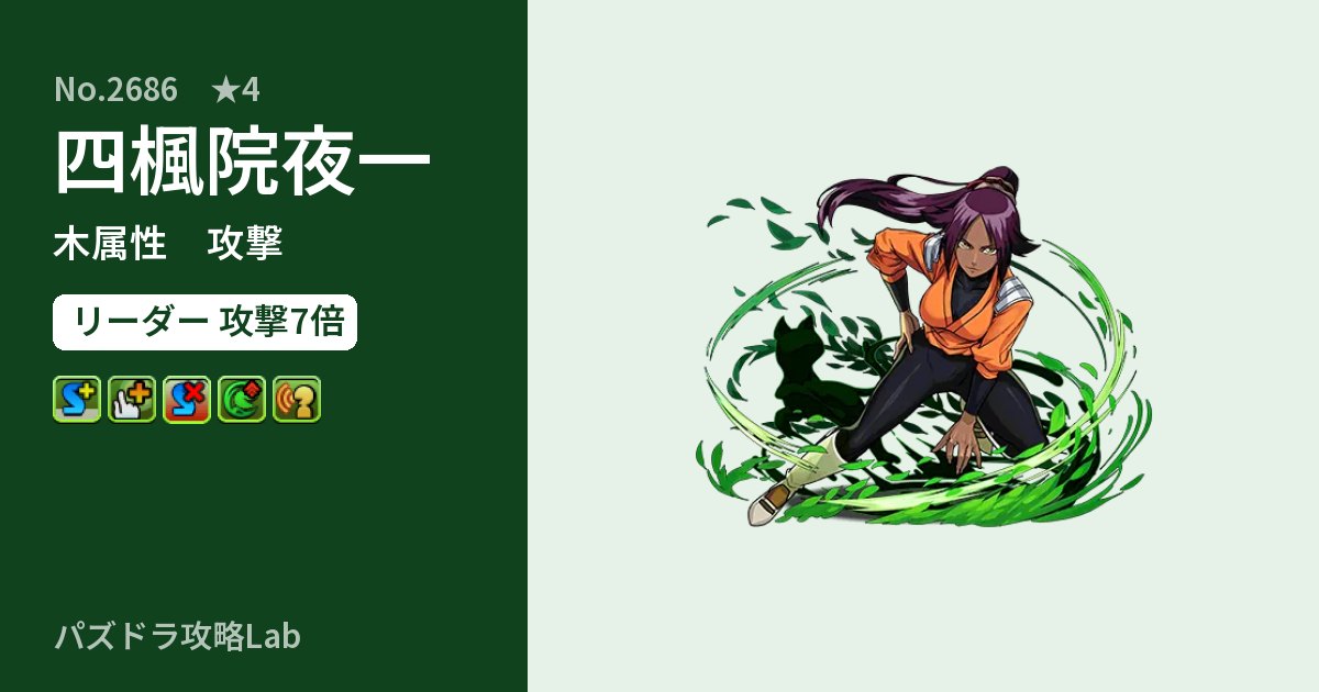 【パズドラ】四楓院夜一の性能・覚醒・スキルのアイキャッチ