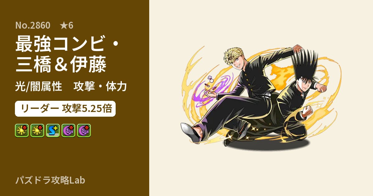 【パズドラ】最強コンビ・三橋＆伊藤の性能・覚醒・スキルのアイキャッチ
