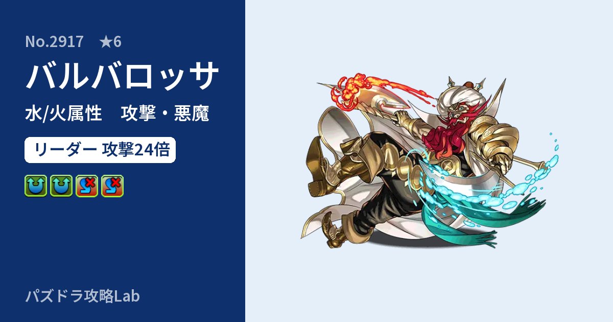 【パズドラ】バルバロッサの性能・覚醒・スキルのアイキャッチ