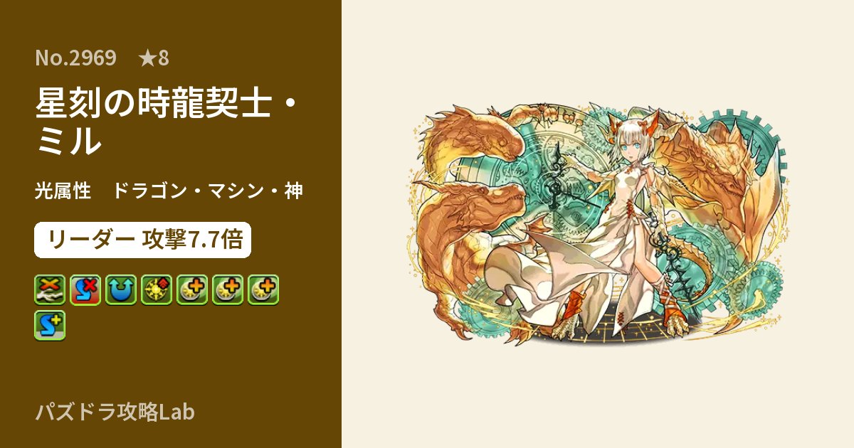 【パズドラ】星刻の時龍契士・ミルの性能・覚醒・スキルのアイキャッチ