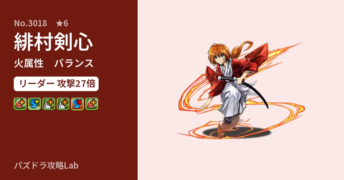 【パズドラ】緋村剣心の性能・覚醒・スキルのアイキャッチ