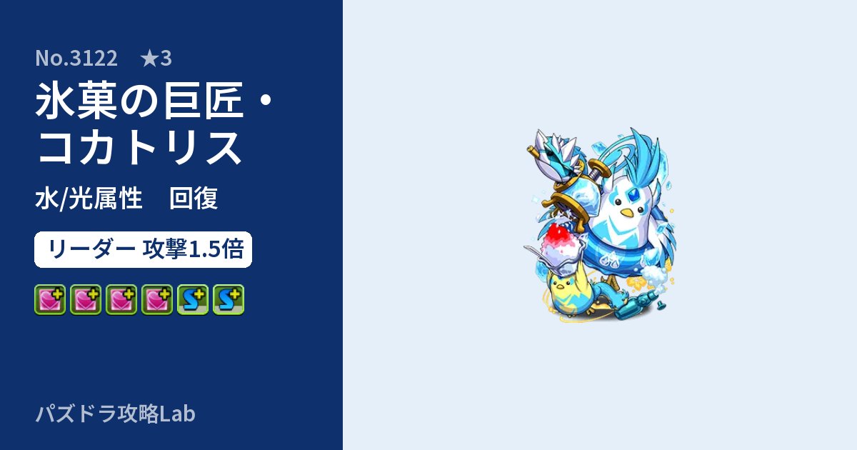 【パズドラ】氷菓の巨匠・コカトリスの性能・覚醒・スキルのアイキャッチ