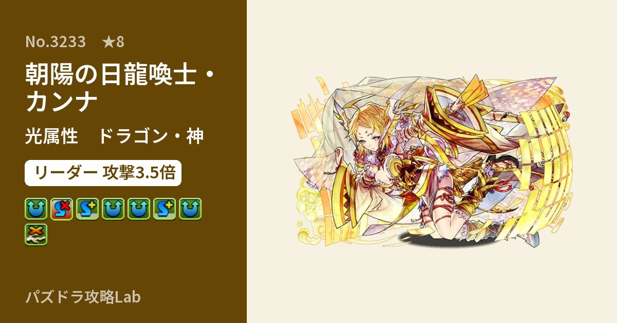 【パズドラ】朝陽の日龍喚士・カンナの性能・覚醒・スキルのアイキャッチ