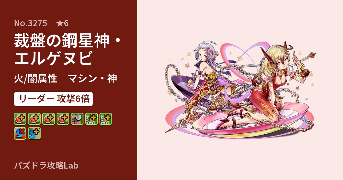 【パズドラ】裁盤の鋼星神・エルゲヌビの性能・覚醒・スキルのアイキャッチ