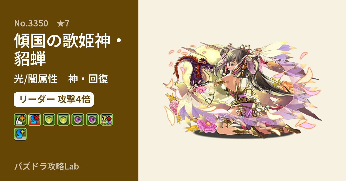 【パズドラ】傾国の歌姫神・貂蝉の性能・覚醒・スキルのアイキャッチ