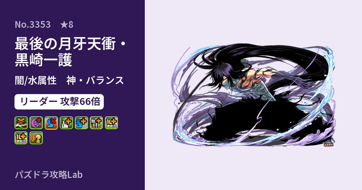 【パズドラ】最後の月牙天衝・黒崎一護の性能・覚醒・スキルのアイキャッチ