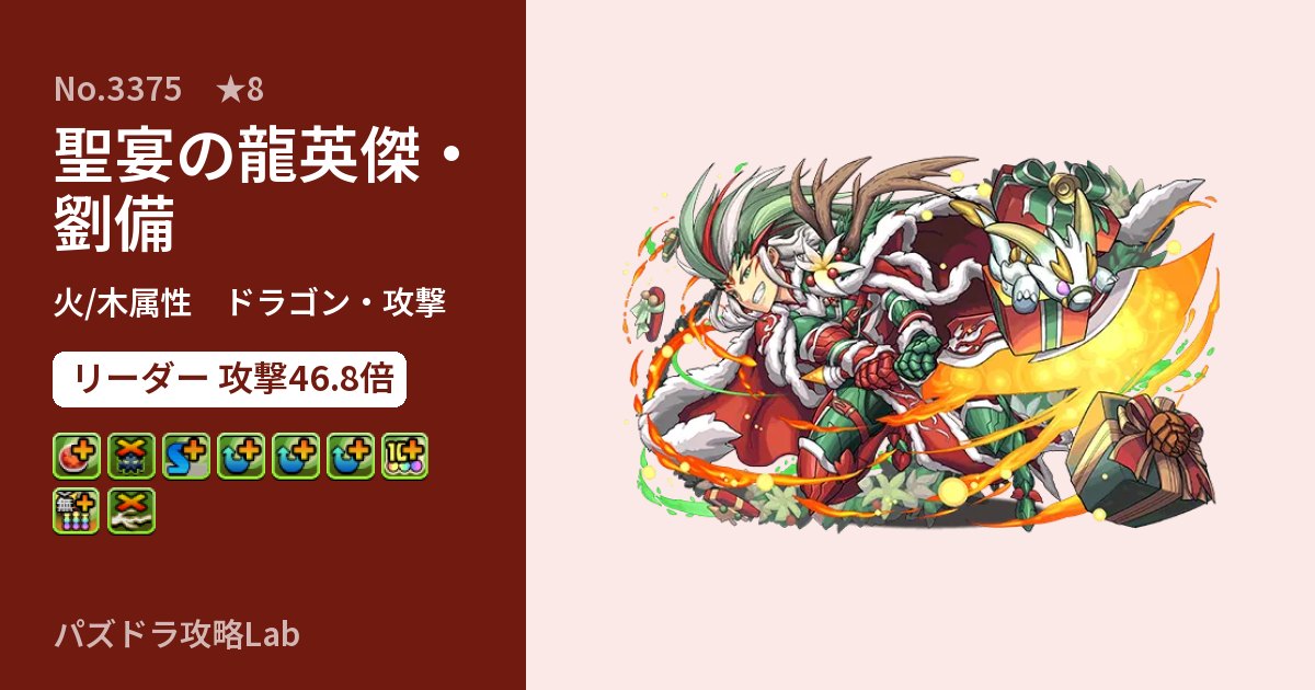 【パズドラ】聖宴の龍英傑・劉備の性能・覚醒・スキルのアイキャッチ
