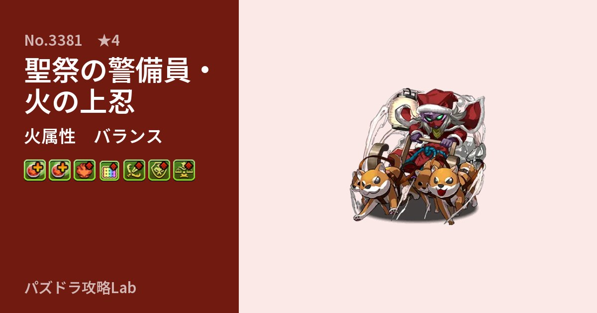 【パズドラ】聖祭の警備員・火の上忍の性能・覚醒・スキルのアイキャッチ