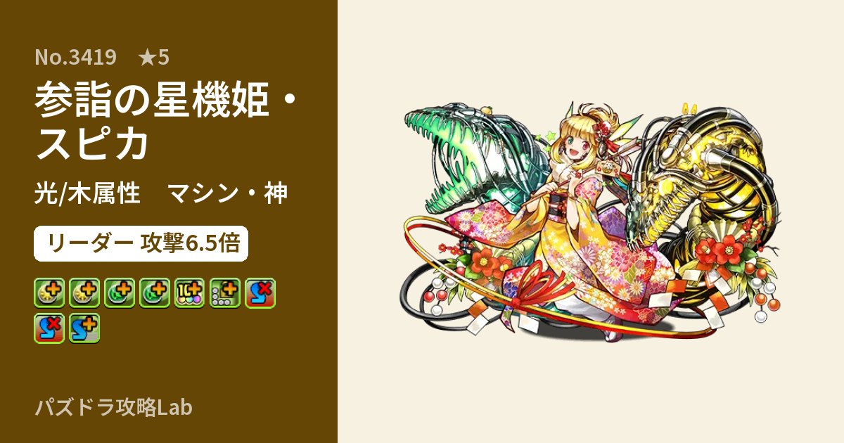 【パズドラ】参詣の星機姫・スピカの性能・覚醒・スキルのアイキャッチ