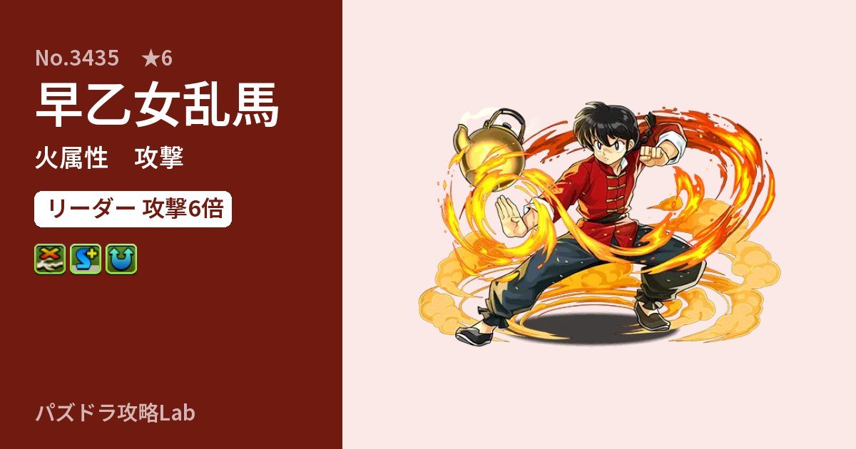 【パズドラ】早乙女乱馬の性能・覚醒・スキルのアイキャッチ
