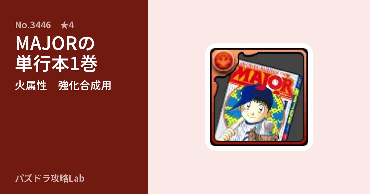 【パズドラ】MAJORの単行本1巻の使い道とステータスのアイキャッチ