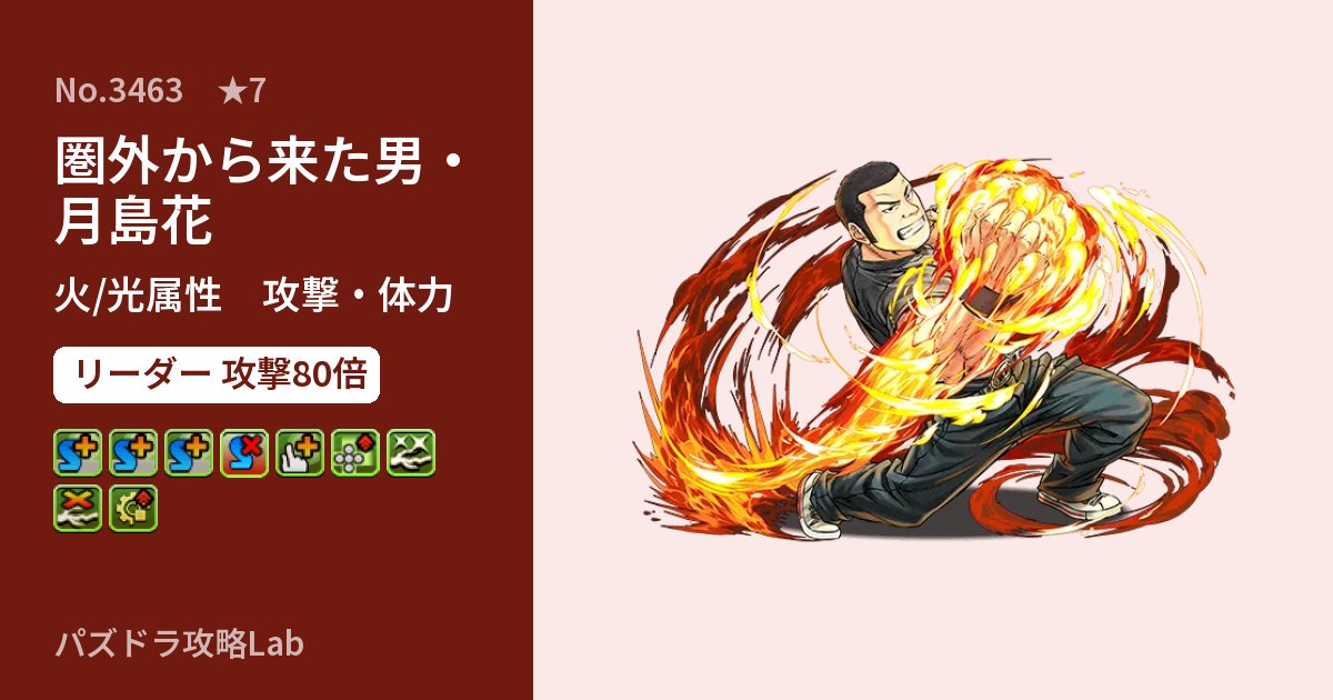 【パズドラ】圏外から来た男・月島花の性能・覚醒・スキルのアイキャッチ