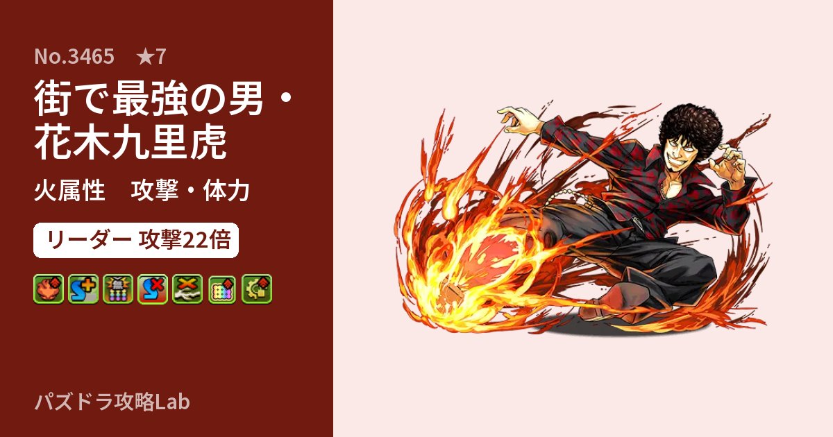 【パズドラ】街で最強の男・花木九里虎の性能・覚醒・スキルのアイキャッチ