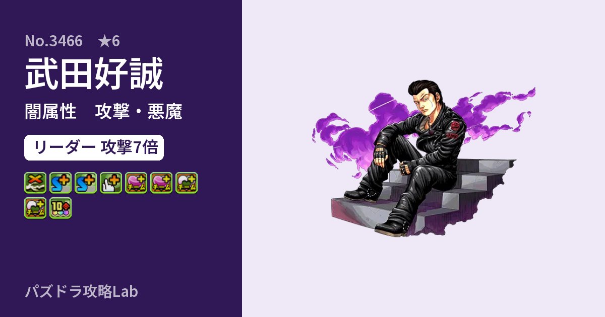 【パズドラ】武田好誠の性能・覚醒・スキルのアイキャッチ