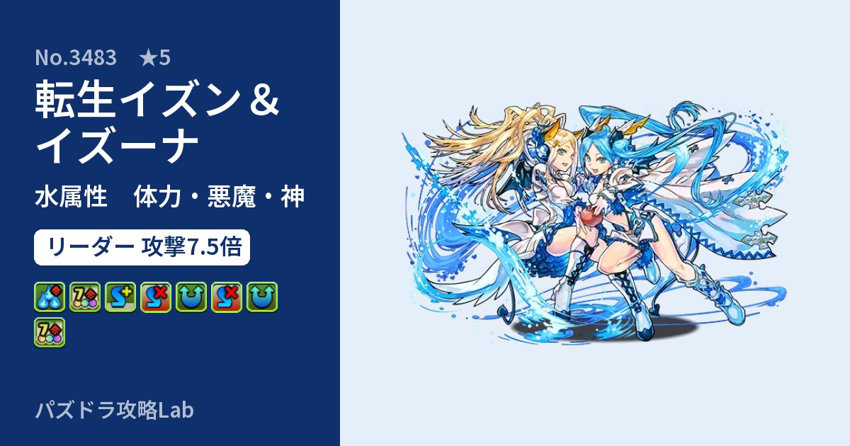 【パズドラ】転生イズン＆イズーナの性能・覚醒・スキルのアイキャッチ