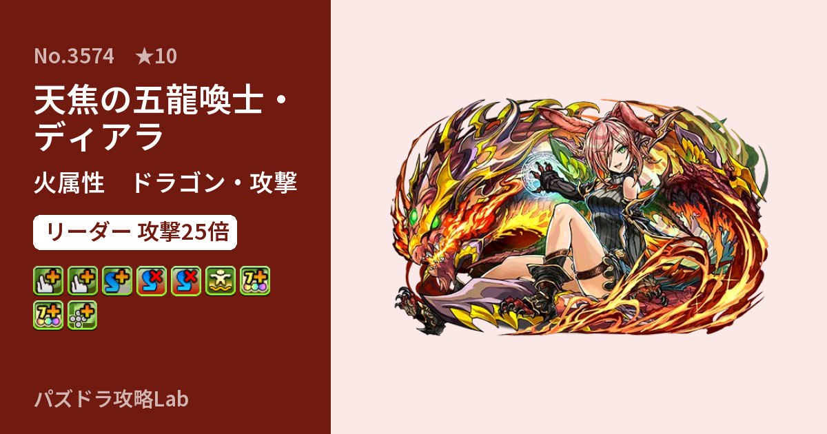 【パズドラ】天焦の五龍喚士・ディアラの性能・覚醒・スキルのアイキャッチ