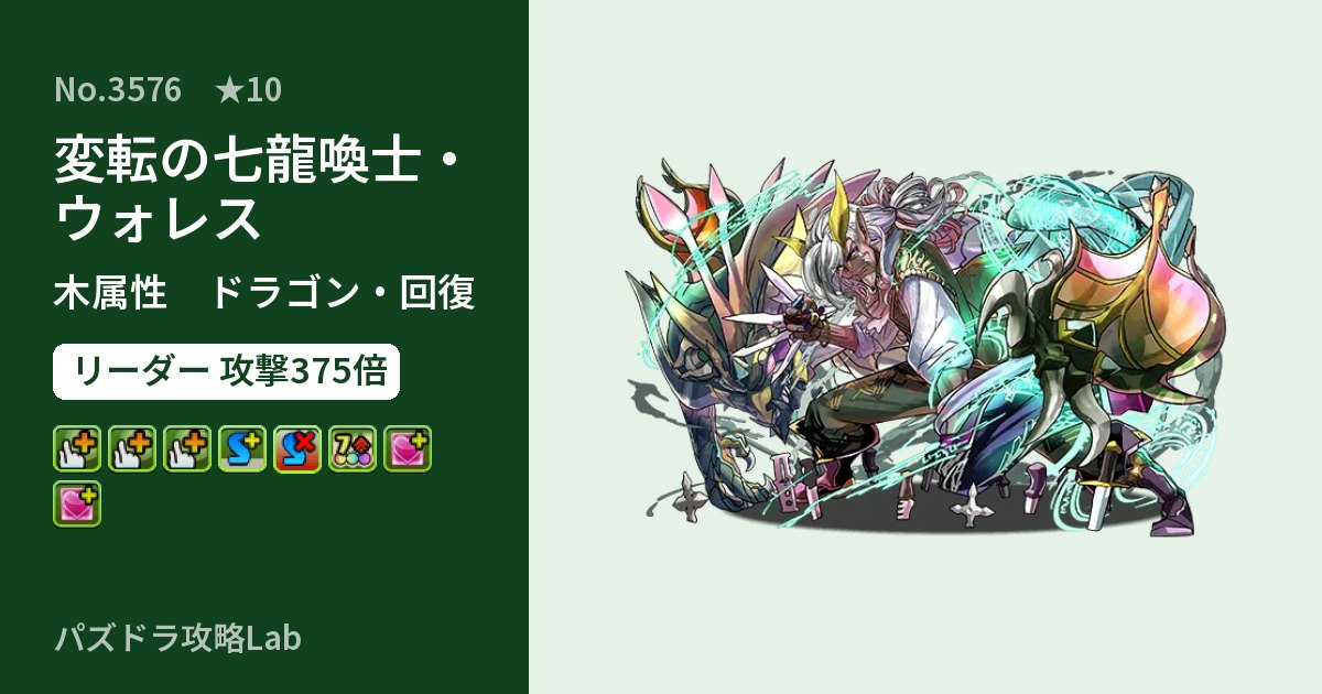 【パズドラ】変転の七龍喚士・ウォレスの性能・覚醒・スキルのアイキャッチ