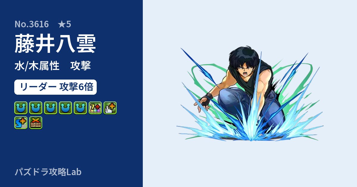【パズドラ】藤井八雲の性能・覚醒・スキルのアイキャッチ