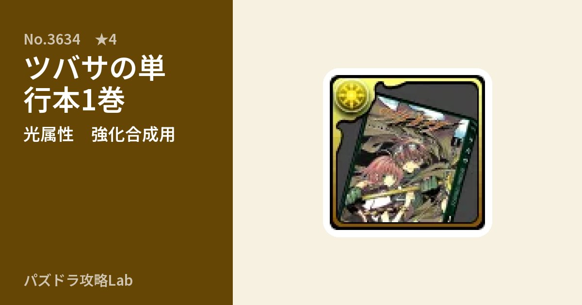 【パズドラ】ツバサの単行本1巻の使い道とステータスのアイキャッチ