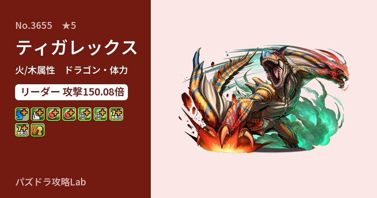 【パズドラ】ティガレックスの性能・覚醒・スキルのアイキャッチ